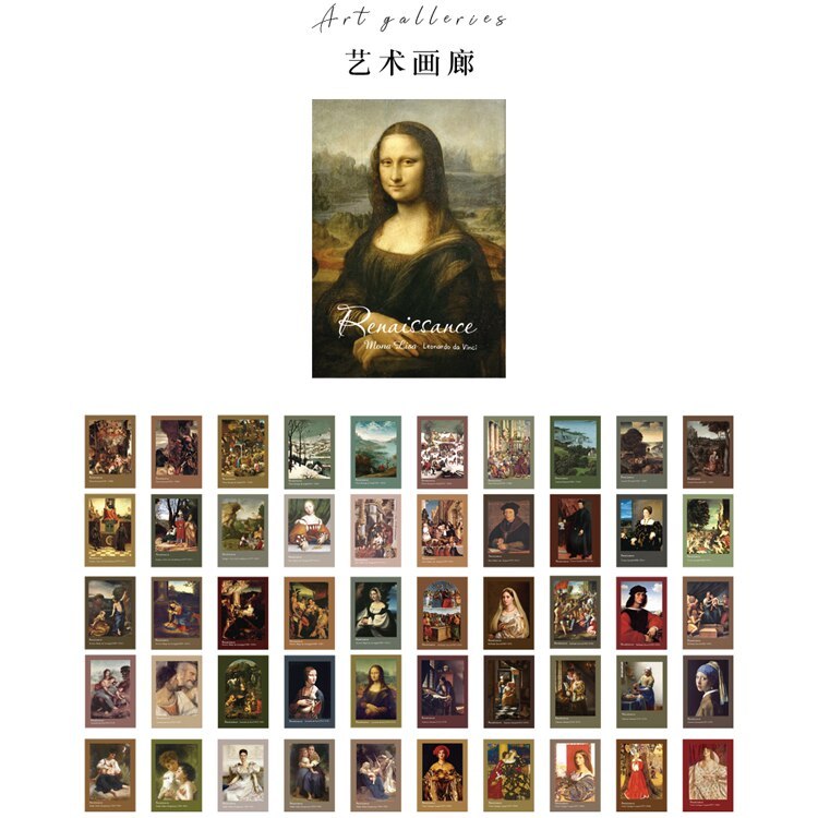 50 Sheets Natural Scenery Art Paintings Stationery Stickers Book-JournalTale