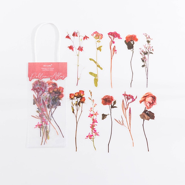 10pcs/pack Waterproof Plant Natural Flower Decorative Sticker-JournalTale