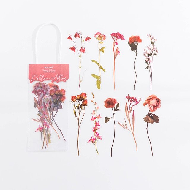 10pcs/pack Waterproof Plant Natural Flower Decorative Sticker-JournalTale