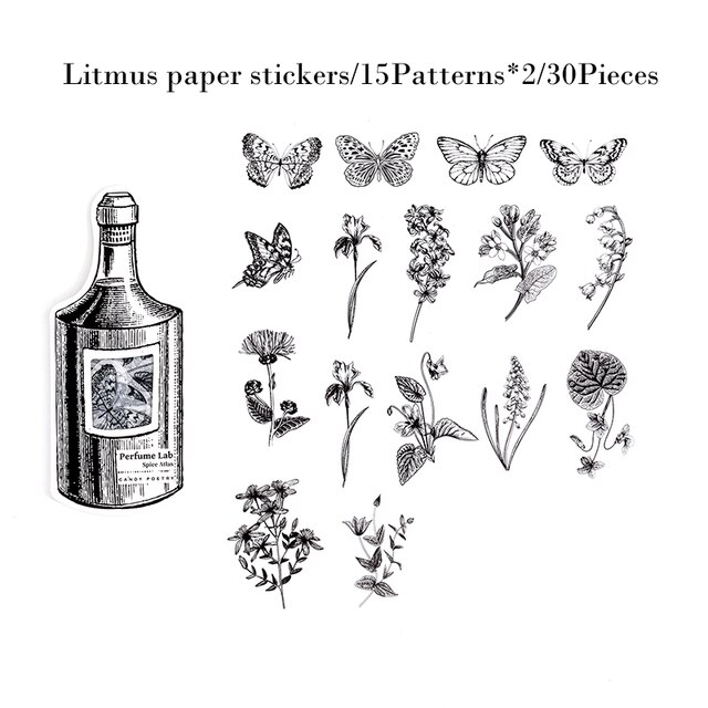 30pcs/pack Translucent Litmus Paper Stickers Perfume Bottle-JournalTale