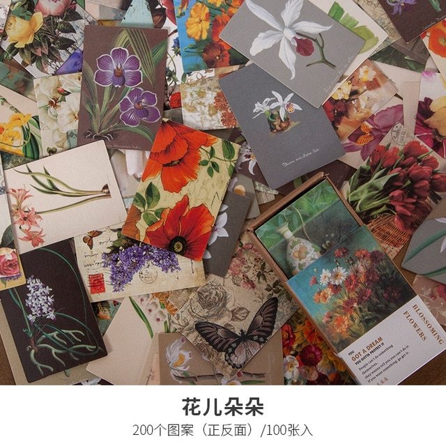 100pcs Vintage Plant Butterfly Material Paper-JournalTale