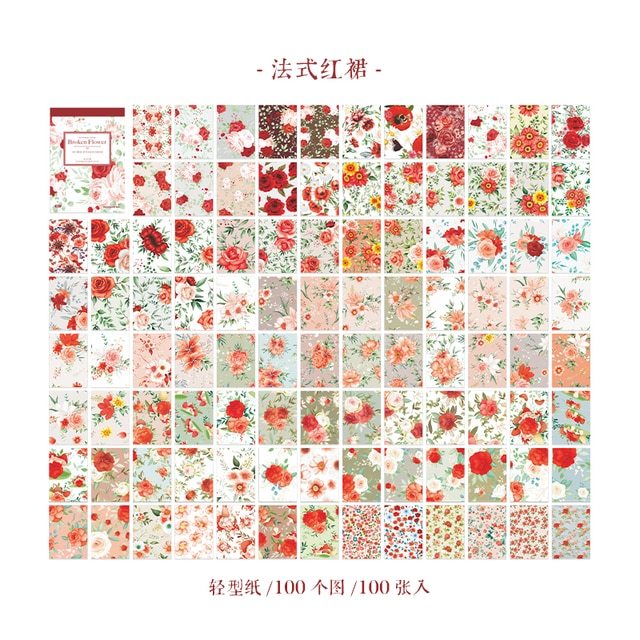 100 Unrepeated Patterns Aesthetic Flower Memo Pads-JournalTale