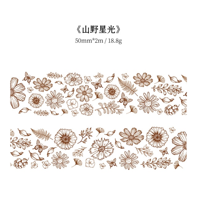30mm/50mm*2m Vintage Plant Flowers Washi Tapes-JournalTale