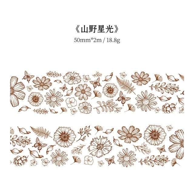 30mm/50mm*2m Vintage Plant Flowers Washi Tapes-JournalTale