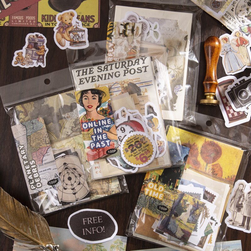 100pcs/lot Memo Pads Material Paper Vintage-JournalTale