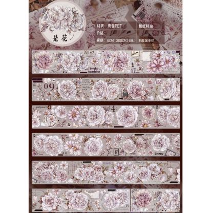 6 Meter Roll Austin Rose Flowers Washi Paper-JournalTale