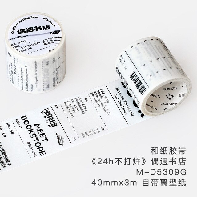 6 Styles Shop Receipt Masking Tape 40mm*3m-JournalTale