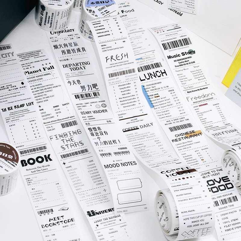 6 Styles Shop Receipt Masking Tape 40mm*3m-JournalTale