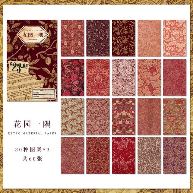 60pcs Vintage Floral Scrapbooking Decor Papers-JournalTale