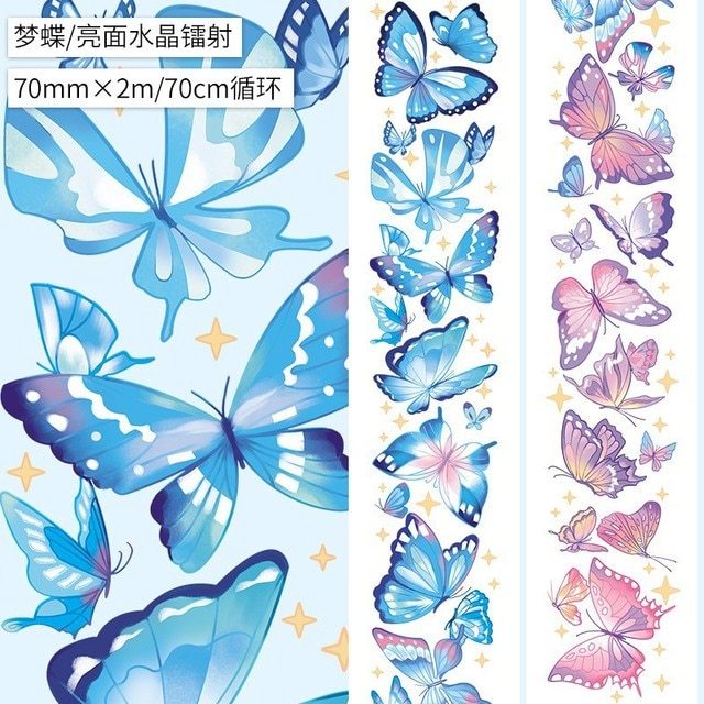 1Roll Green Gemstone Butterfly Washi PET Tape Scrapbooking-JournalTale