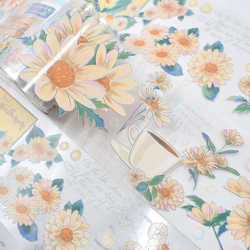 60mm*2m/Roll Laser Flower PET Tape Gold Silver Foil-JournalTale