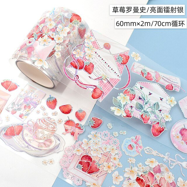 60mm*2m/Roll Laser Flower PET Tape Gold Silver Foil-JournalTale