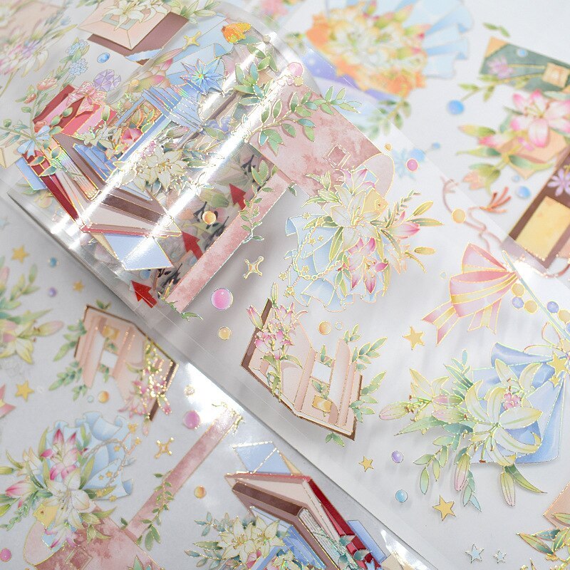 60mm*2m/Roll Laser Flower PET Tape Gold Silver Foil-JournalTale