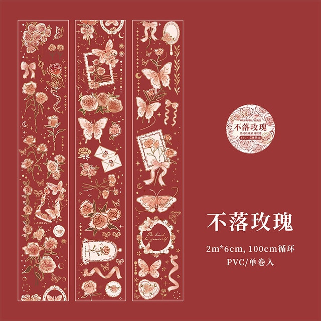 60mm*2m/Roll Vintage Flower PET Tape-JournalTale