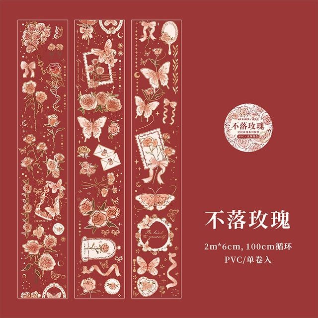 60mm*2m/Roll Vintage Flower PET Tape-JournalTale