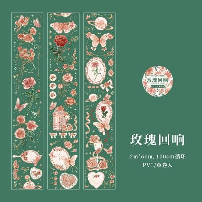 60mm*2m/Roll Vintage Flower PET Tape-JournalTale
