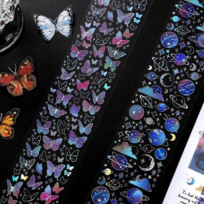 60mm*350mm Strip PET Washi Tape Colorful Butterfly Stars-JournalTale