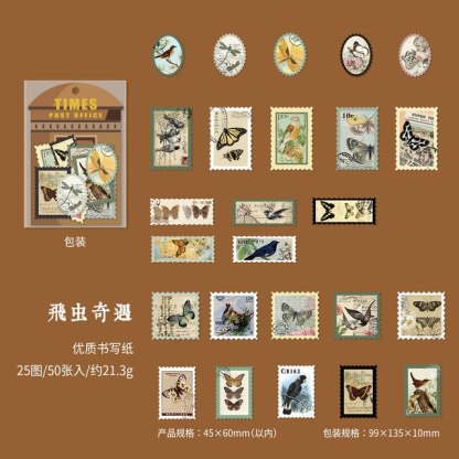 50pcs/1lot Scrapbook Sticker Times Post Office-JournalTale