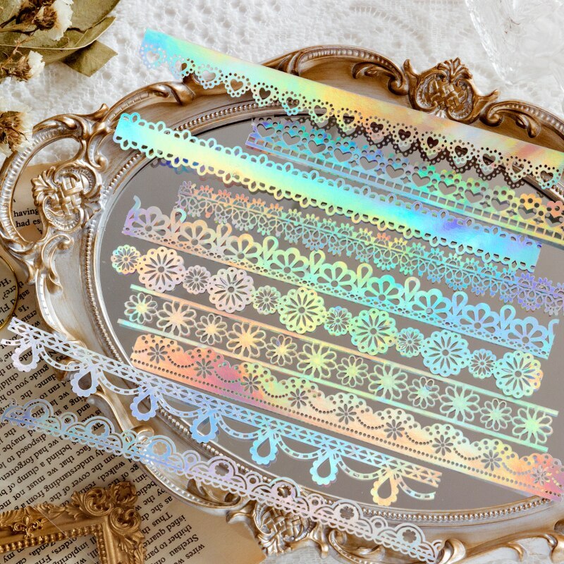 10 pcs Diy Scrapbooking paper Bronzing Lace Decoration paper-JournalTale