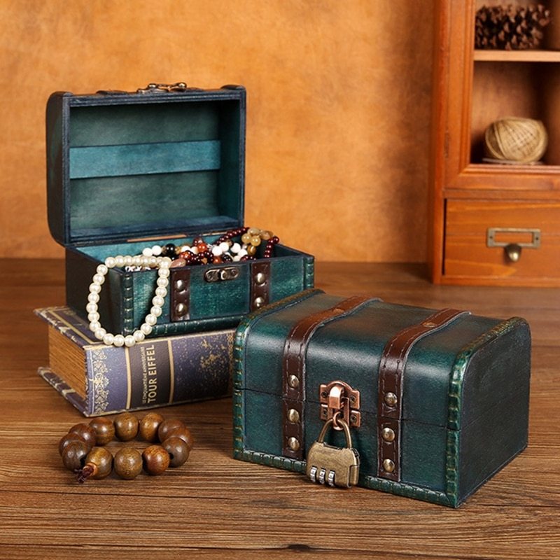 Retro Treasure Chest Vintage Wooden Storage Box-JournalTale