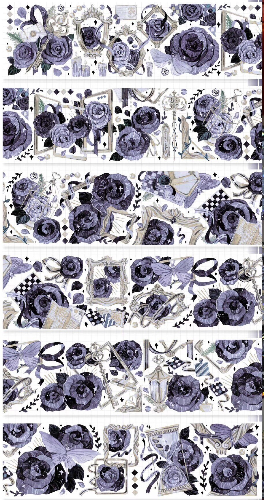 Vintage Memory Dark Purple Flower Shiny PET Tape-JournalTale