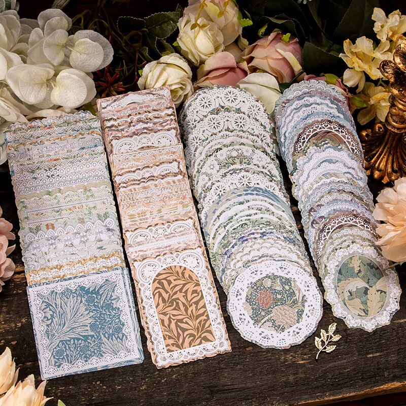 50pcs Great Artist Retro Lace Floral Material Paper-JournalTale