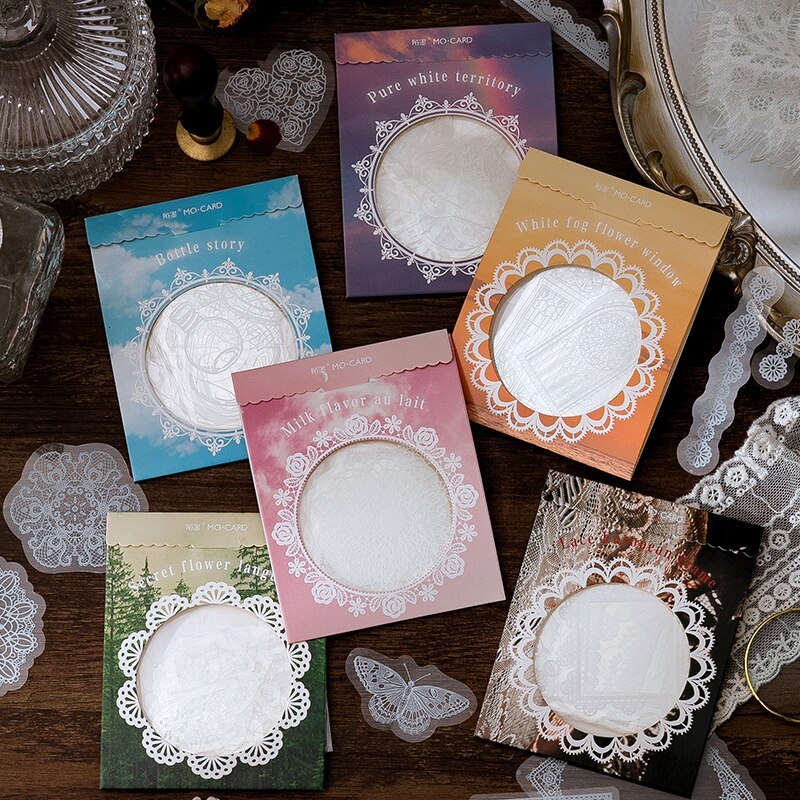 30pcs/pack PET Transparent Stickers Lace Series Scrapbook-JournalTale