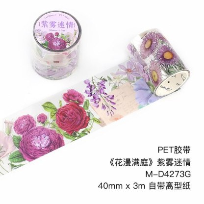 Vintage Flower Rose Decorative Adhesive PET Tape-JournalTale
