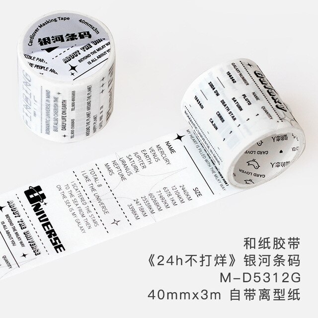 6 Styles Shop Receipt Masking Tape 40mm*3m-JournalTale