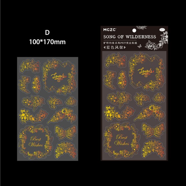 Laser Gold PET Stickers Creative Scrapbooking Materials Stickers-JournalTale