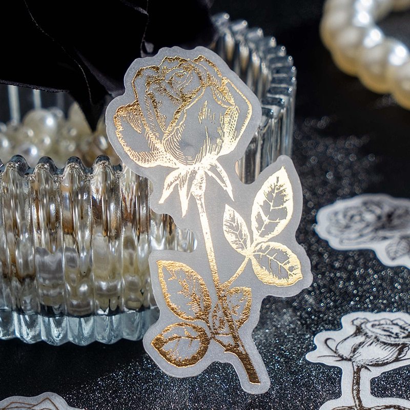 40 pcs/lot Aureate Feather Flowers Plant Stickers pack-JournalTale