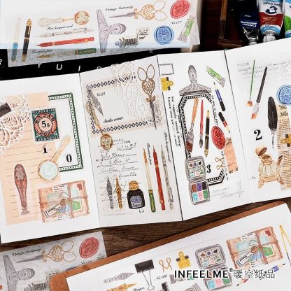 6 Pcs?Vintage Scrapbooking Sticker snack drink Adhesive-JournalTale