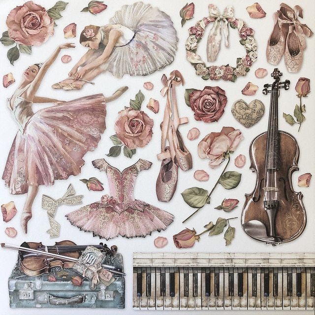 Vintage Ballet Elegance Stickers Crafts And stickers book-JournalTale