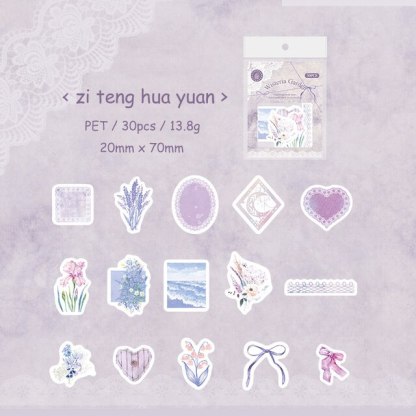 30 Sheets Time Handmade Series Vintage PET White Ink Sticker-JournalTale