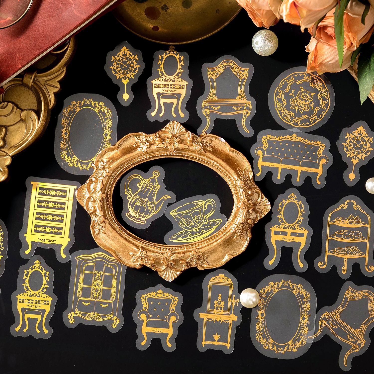 30PCS European Style Retro Gilding Sticker Pack-JournalTale