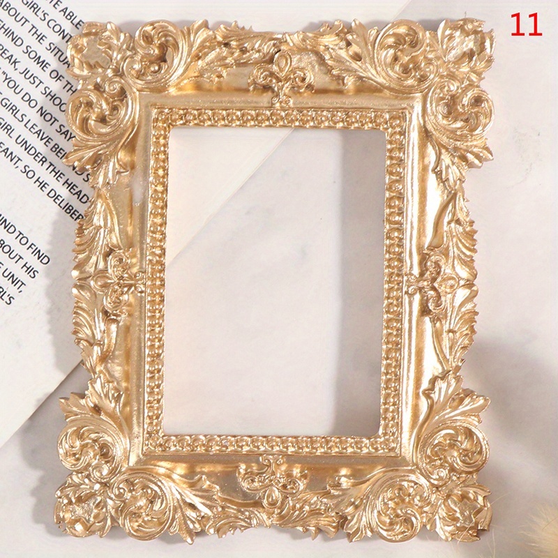1pc Golden Picture Frame Vintage Relief Frames-JournalTale