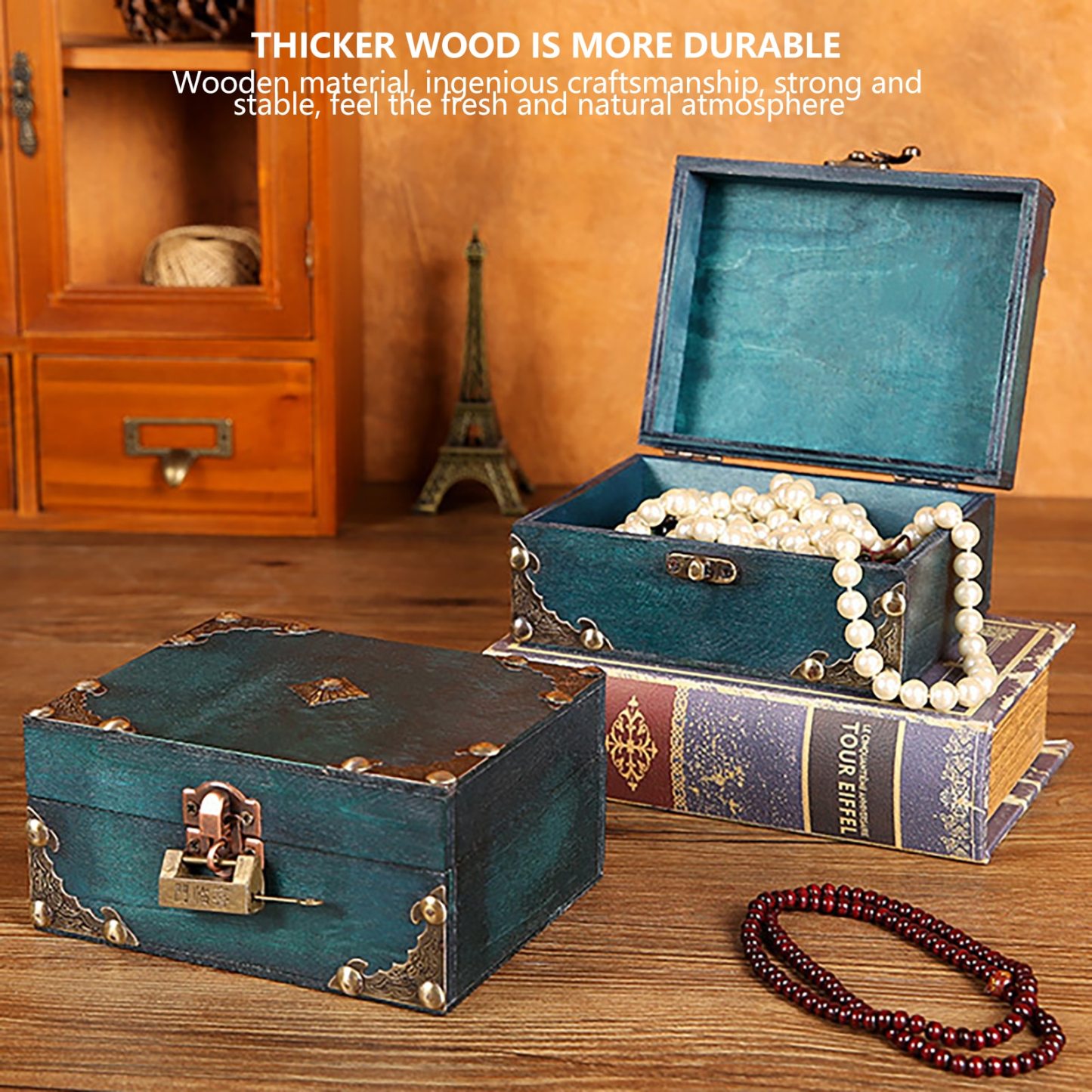 Decorative Wood Treasure Box Vintage Wooden-JournalTale
