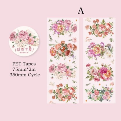 75mm*2m Aesthetics PET Tape Floral Tape DIY Scrapbooking Decor Tapes-JournalTale