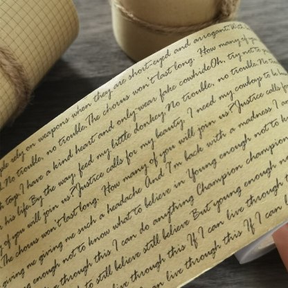 6CM Wide Vintage Kraft Paper Grid Letter Text Washi Tape-JournalTale