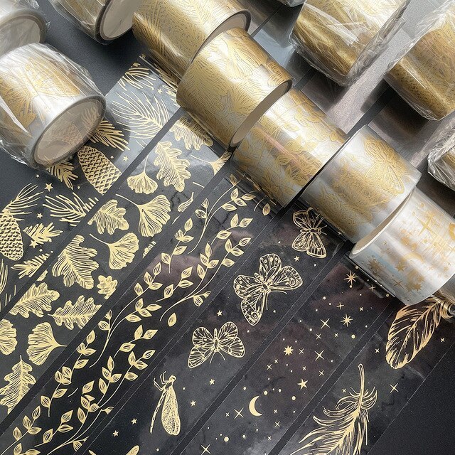 6Rolls/Set Transparent Gold Washi Tape Decorative-JournalTale