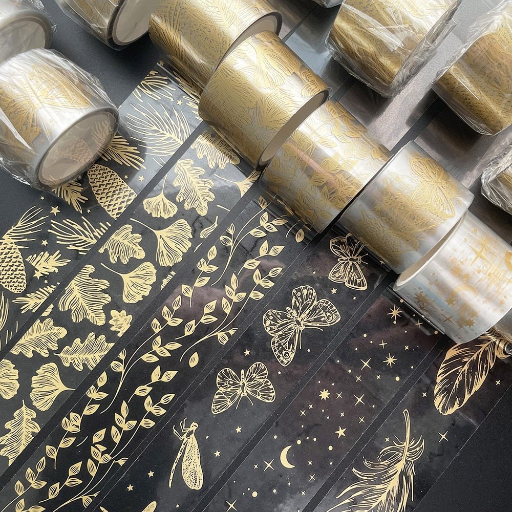 6Rolls/Set Transparent Gold Washi Tape Decorative-JournalTale
