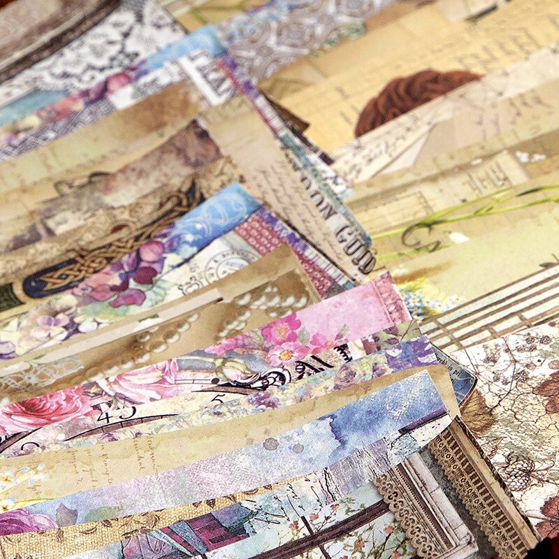 100Pcs Large Vintage Rose Flower Memo Pads Material Paper-JournalTale