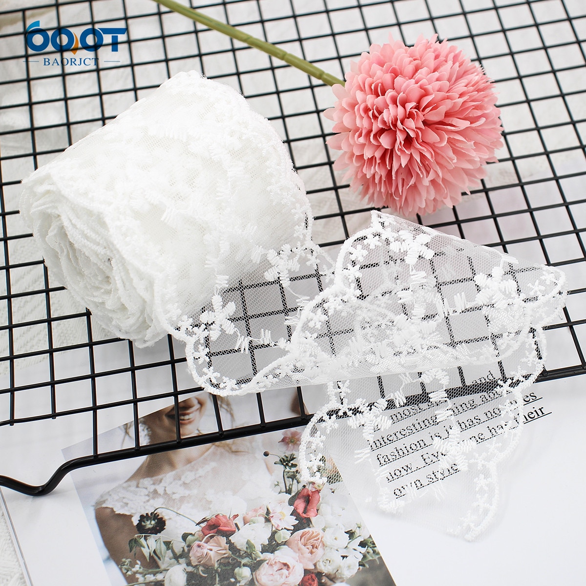 1Yards  Mesh Embroidered Lace Ribbon Materials-JournalTale