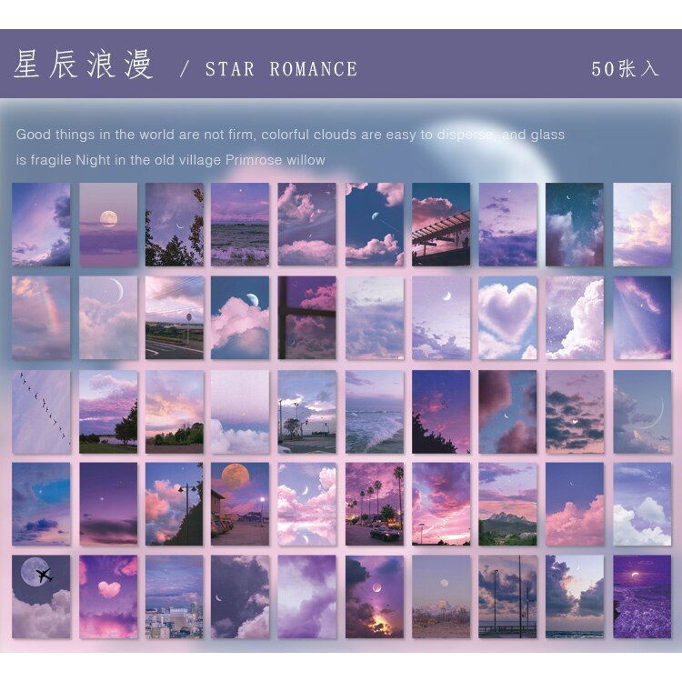 50 Sheets Natural Scenery Art Paintings Stationery Stickers Book-JournalTale