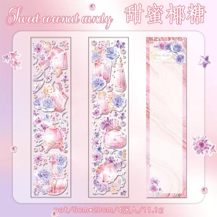 4pcs Vintage PET laser Flower Decorative Stickers-JournalTale