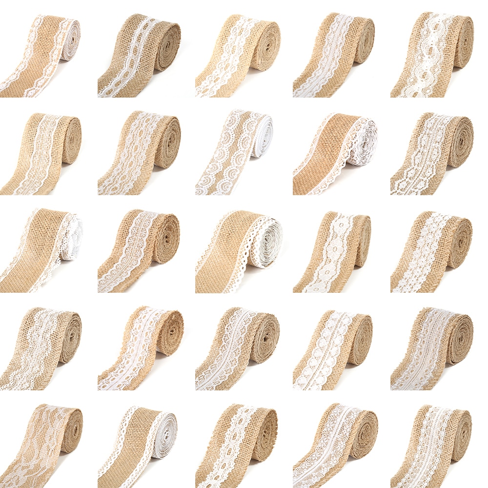 2M 5CM Natural Jute Burlap Rolls with Lace-JournalTale
