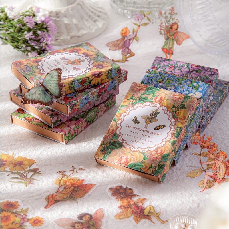 45pcs/box Fairy butterflies Waterproof PET Stickers Vintage-JournalTale