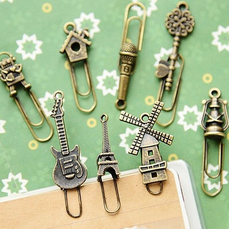 2pcs/set Vintage Metal Bookmarks Bronze Color Paper Clip-JournalTale