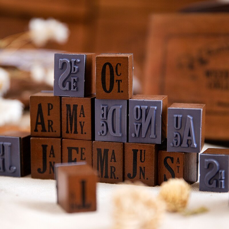 Vintage Alphabat Numbers Stamp Set Creative Retro Seal-JournalTale