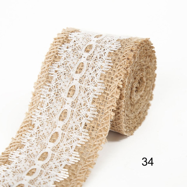 2M 5CM Natural Jute Burlap Rolls with Lace-JournalTale